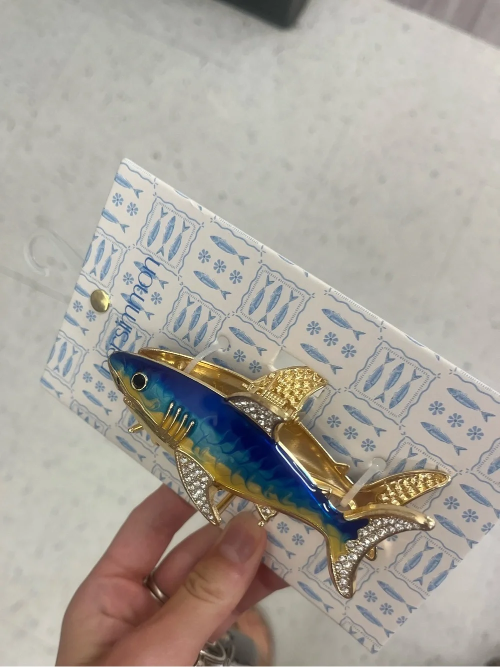 Blue & Gold Shark Claw clip